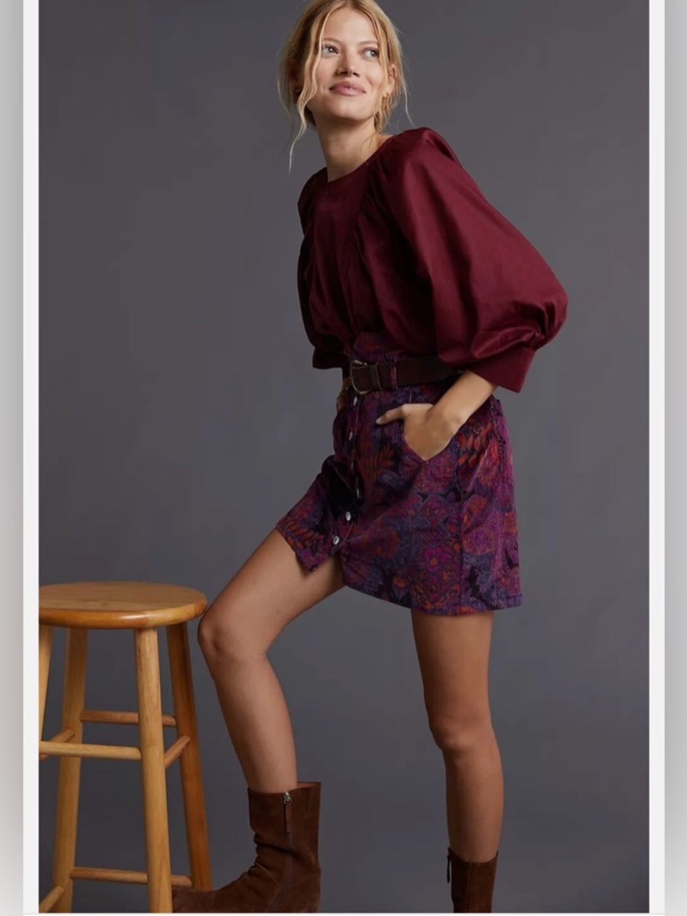 Anthropologie Corduroy Mini Skirt by Pilcro & The Letterpress Size 0
